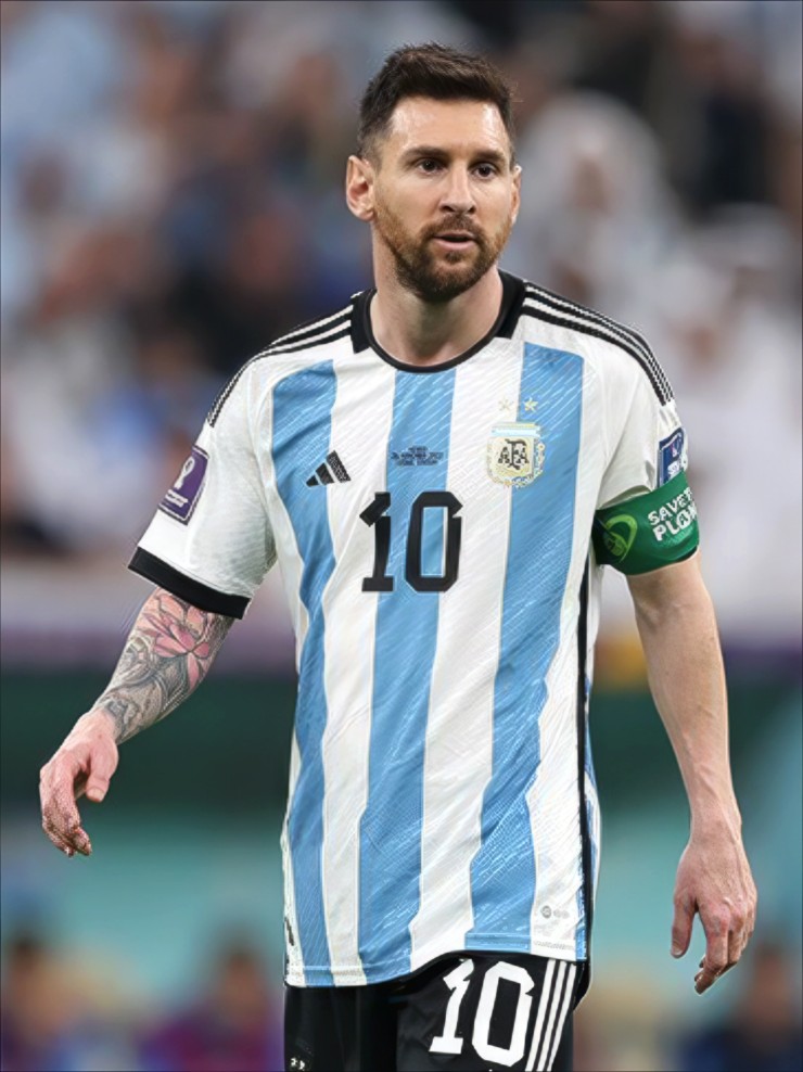 Retrato de Lionel Messi com a camisola da seleção argentina